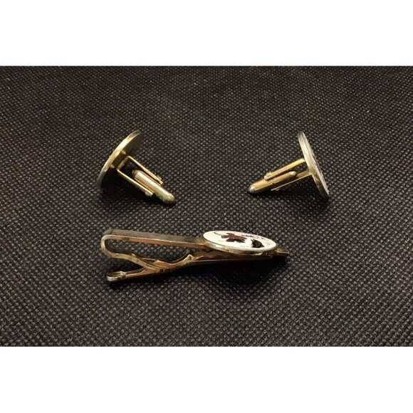 Trout Fly fishing SWANK Vintage Enamel Men's CUFFLINKS and TIEBAR - Picture 4 of 7